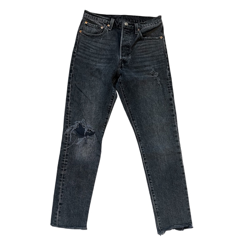 Levi’s 501 Skinny Jeans - Black Distressed High-Rise W27 L28